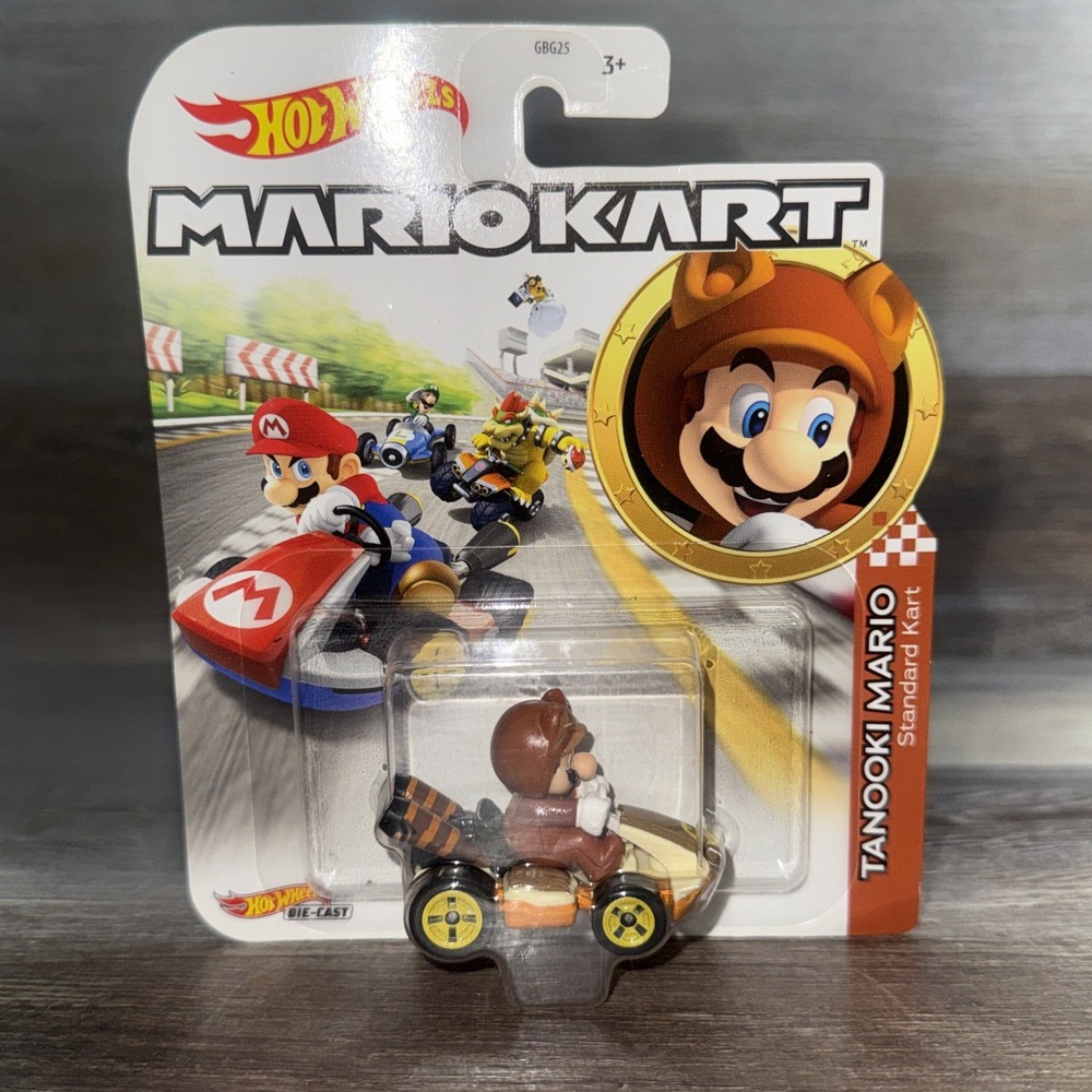 New! Mattel Hot Wheels Mario Kart 1:64 TANOOKI MARIO Standard Diecast Car